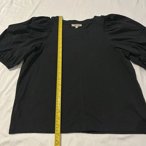 Madewell‎ Women's Sz M Puff Sleeve Black Tee Romantic Cottage Core Top - Picture 6 of 10
